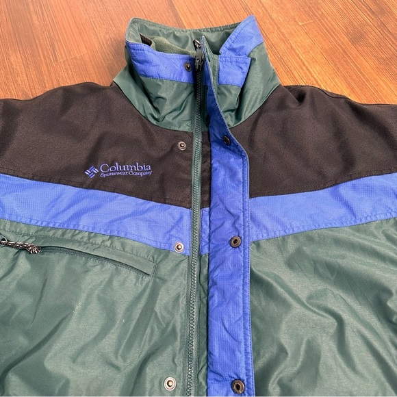 Vintage Columbia Powder Keg Ski Jacket Blue Green Mens Large w/ Coat Insert Warm - Picture 11 of 16